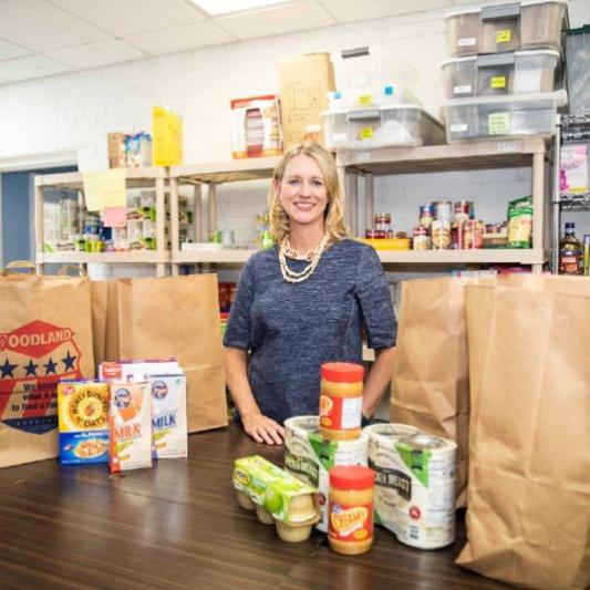 Tracy Noerper with groceries on the table
