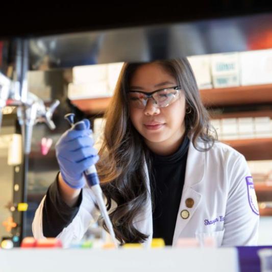 Pharmacy student working in a lab