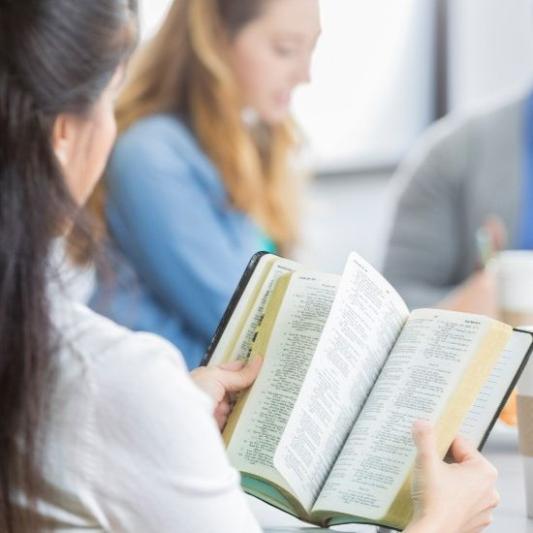 Girl reading a bible