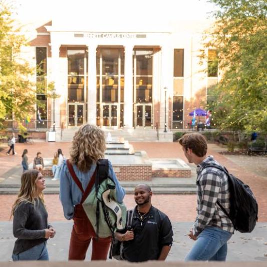 Students gathered outside campus