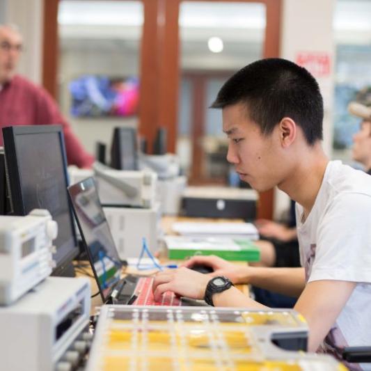 Student on computer