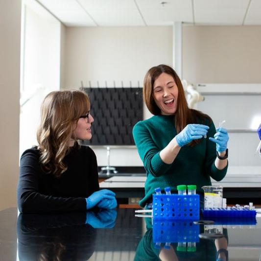 Faculty member with a student in a Lab